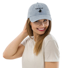 Load image into Gallery viewer, “Cute but Evil” Cat Denim Hat